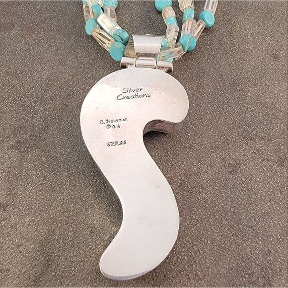 David Troutman Silver Creations Blue & Green Turquoise Pendant Necklace - Picture 8 of 10